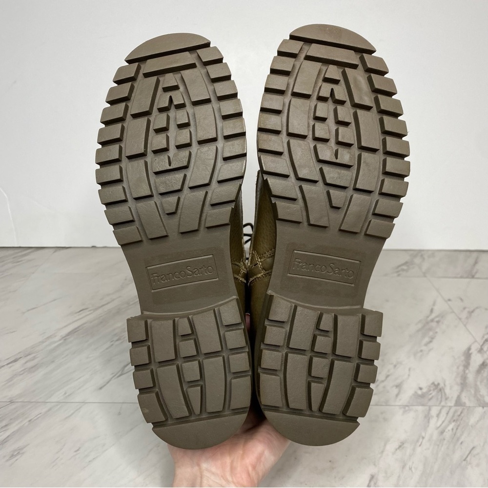 Franco Sarto Jetson Green Brown Leather Lace Up Lug Sole Boot 8 1/2 M - Picture 15 of 16